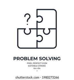 Problem solving or solution concept editable stroke outline icon isolated on white background flat vector illustration. Pixel perfect. 64 x 64.