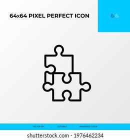 Problem solving and Solution Icon Concept. Piece of Puzzle Jigsaw.  vector line icon style.
