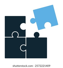 problem solving symbol with a puzzle piece icon in vector style. Minimalist and modern design, ideal for concepts like solutions, teamwork and innovative thinking.