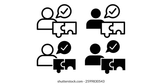 Problem Solving Teamwork and Puzzle Piece Solution Icons Vector Design Illustration