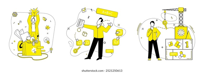 Problem solving vector illustration. Dilemmas transform into opportunities in crucible problem solving Progress flourishes where innovation and problem solving concept intersect Problem solving