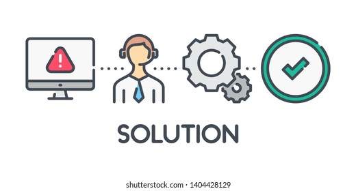 Problem solving vector illustration. Solution color line vector illustration.