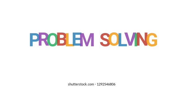 Problem solving word concept. Colorful "Problem solving" on white background. Use for cover, banner, blog.