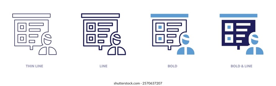 Problem statement icon in 4 different styles. Thin Line, Line, Bold, and Bold Line. Duotone style. Editable stroke.