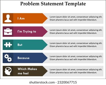 Problem statement template with icons and description placeholder in an infographic template