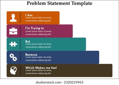 Problem statement template with icons and description placeholder in an infographic template