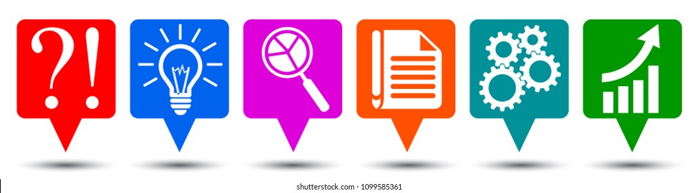 From problem to success, generator idea, business process - stock vector