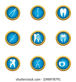 Problem tooth icons set. Flat set of 9 problem tooth vector icons for web isolated on white background