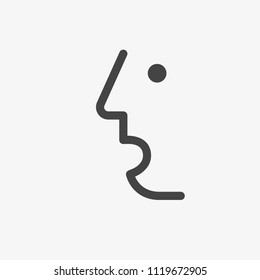Problem vector icon. People profile Head face. Line, outline flat sign isolated on white background, business illustration. Decision, question choice emotion concept for web site, mobile app