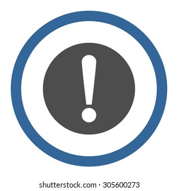 Problem vector icon. This rounded flat symbol is drawn with cobalt and gray colors on a white background.