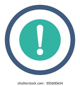 Problem vector icon. This rounded flat symbol is drawn with cobalt and cyan colors on a white background.