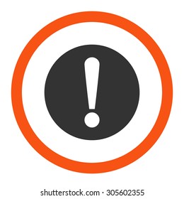 Problem vector icon. This rounded flat symbol is drawn with orange and gray colors on a white background.