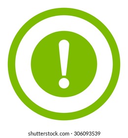 Problem vector icon. This rounded flat symbol is drawn with eco green color on a white background.