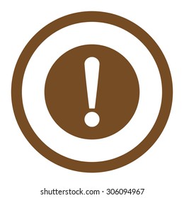 Problem vector icon. This rounded flat symbol is drawn with brown color on a white background.