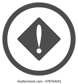 Problem vector rounded icon. Image style is a flat icon symbol inside a circle, gray color, white background.