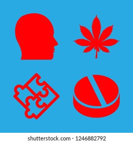 problem vector set. With drug, puzzle and head icons in set