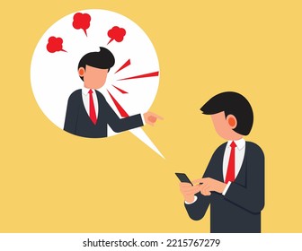 Problem at Work Concept. Manager was angry and blames the employee over the phone.