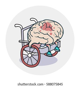 Problems with the brain. Icon on medical subjects. Illustration of a funny cartoon style