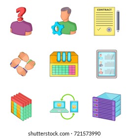 Problems with business icons set. Cartoon set of 9 problems with business vector icons for web isolated on white background