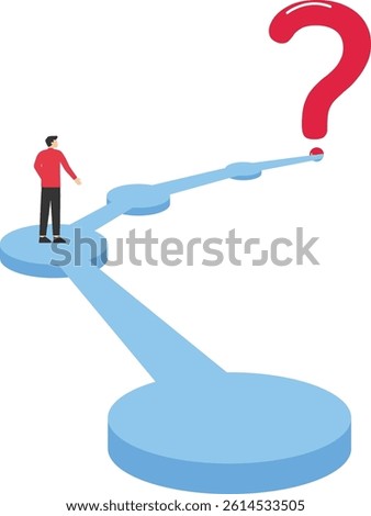 Problems, challenges. Businessman on the road of question mark stock illustration

