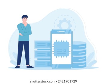 problems with cloud storage trending concept flat illustration