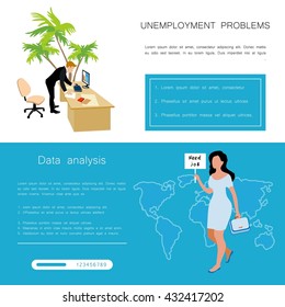 Problems of global unemployment. For conferences, banners, illustration to articles.