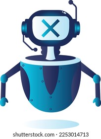 Problems or Limited Functionality vector icon design, chatterbot symbol, on-line chat conversation via text or text-to-speech sign, virtual assistants stock illustration, Chatbot Out of order concept