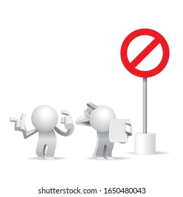 Problems are not stop signs, they are guidelines. Cute little white Simplified man decided change direction when they saw the stop sign.