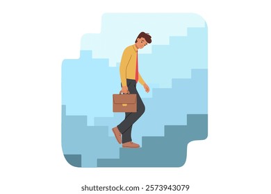 Problems on career ladder arose from man who got lost on path to success in business. Guy is trapped in labyrinth of career ladders, feels stressed and lacks motivation to move forward.