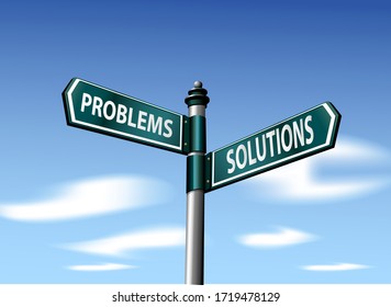 problems and solutions vector street sign with sky background