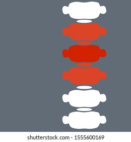 Problems with spine. Posture issues. vertebral column. X-ray of internal organs. Medical care. Fracture of intervertebral discs. Crack in the White bone. Cartoon flat illustration. Sick red place