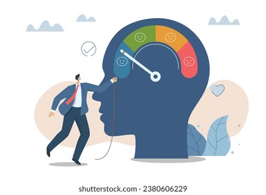 Problems with stress levels and work pressure, Stress management and emotional regulation, Businessman is trying to relieve emotional stress in the brain of a employee human head.