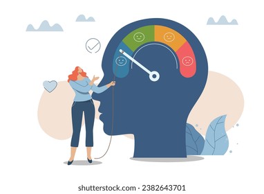 Problems with stress levels and work pressure, Stress management and emotional regulation, Businesswoman is trying to relieve emotional stress in the brain of a employee human head.