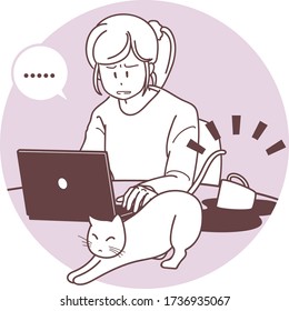 Problems that often occur in telecommuting (a pet disturbs)