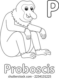 Proboscis Monkey Alphabet ABC Isolated Coloring P