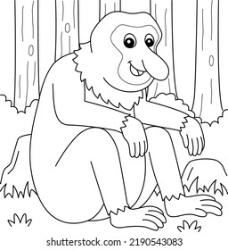 Proboscis-Affen-Tierfarbseite für Kinder