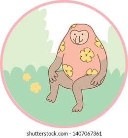 Proboscis monkey character (live in Borneo island)