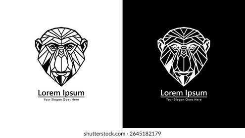 Proboscis monkey head logo design with modern geometric style