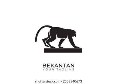 Proboscis Monkey Head Logo, minimalist proboscis monkey logo silhouette.