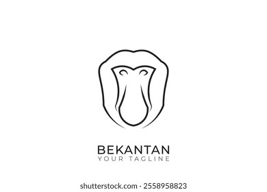 Proboscis Monkey Head Logo, minimalist proboscis monkey logo silhouette. Shield shape