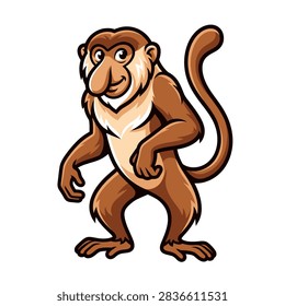 Proboscis monkey isolated wildlife vector illustration, isolated vector illustration.