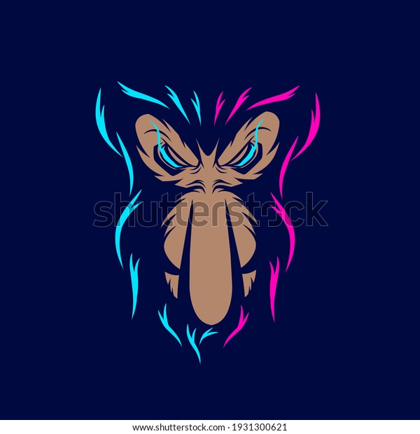 Proboscis monkey line pop\
art potrait logo colorful design with dark background. Abstract\
vector illustration. Isolated black background for t-shirt, poster,\
clothing.