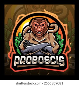 Proboscis monkey mascot esport logo  design