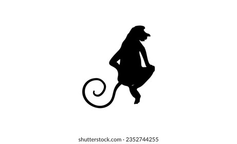 Proboscis monkey silhouette, high quality vector