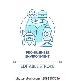 Icono de concepto turquesa del entorno proempresarial. Negocio en Singapur, abstract idea de la ilustración de la línea delgada. Dibujo de contorno aislado. Trazo editable. Fuentes Roboto-Medium, Myriad Pro-Bold utilizadas