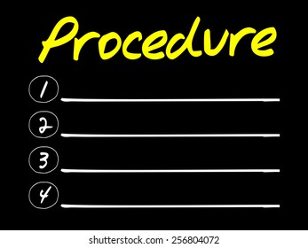 Procedure blank list, business concept