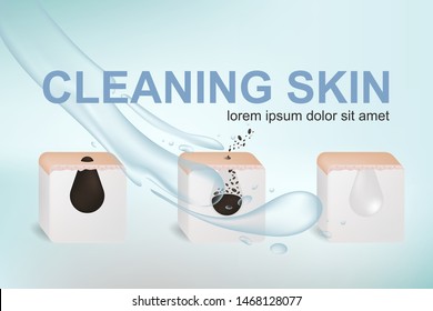 Procedure clean clogged pores on facial. Illustration about beauty and skin care.