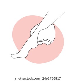 Procedimiento para secar la piel del pie después del lavado en la línea del cuarto de baño icono Ilustración vectorial
