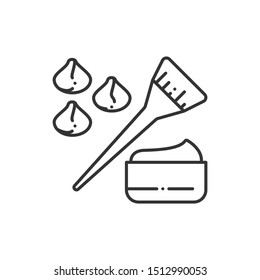 Procedure hair coloring black line icon. Hairdresser service. Color palette. Beauty industry. Pictogram for web page, promo. UI/UX/GUI design element. Editable stroke.
