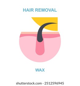 Procedure hair removal wax, vector illustration for cosmetology salon salon.